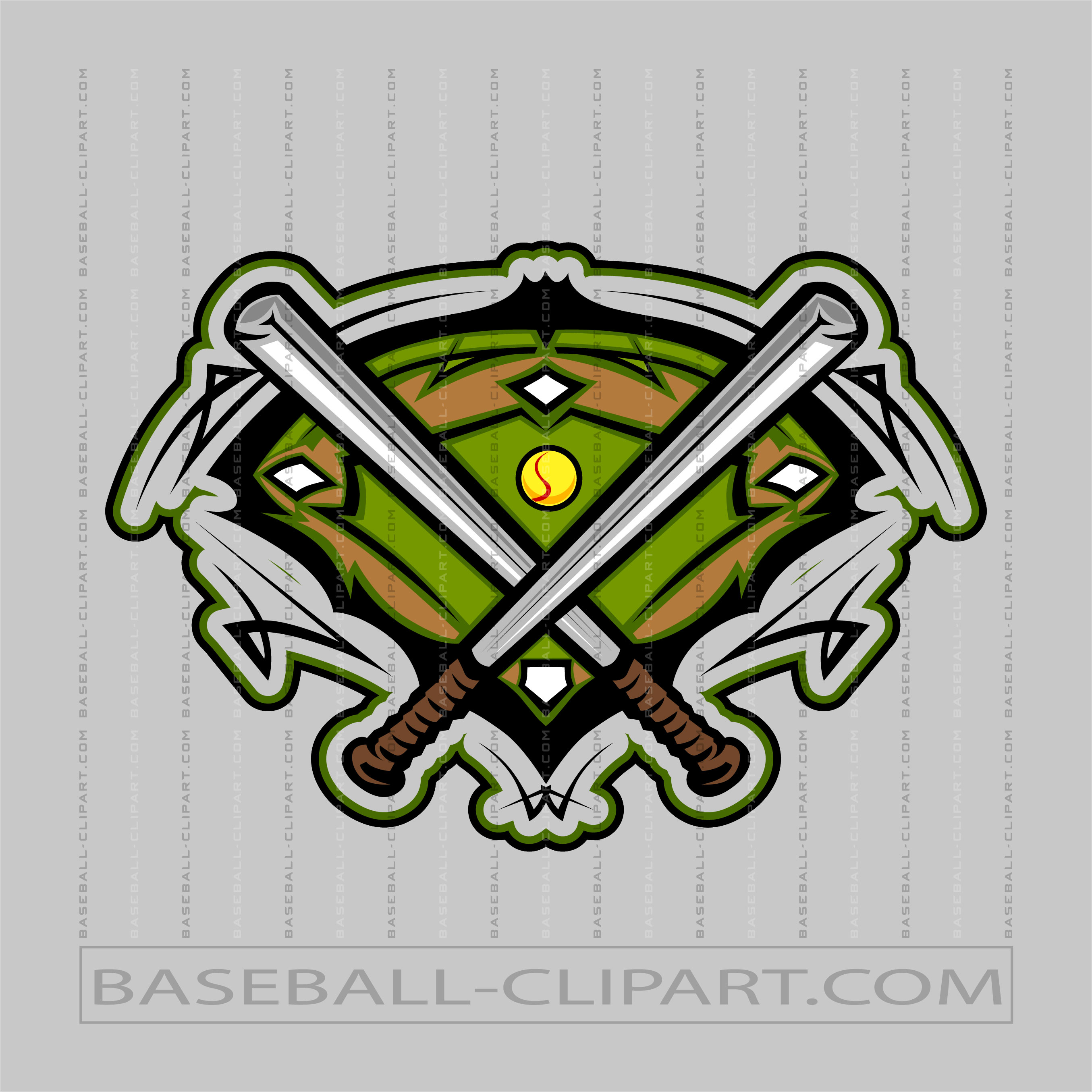 Softball and Bats Clipart