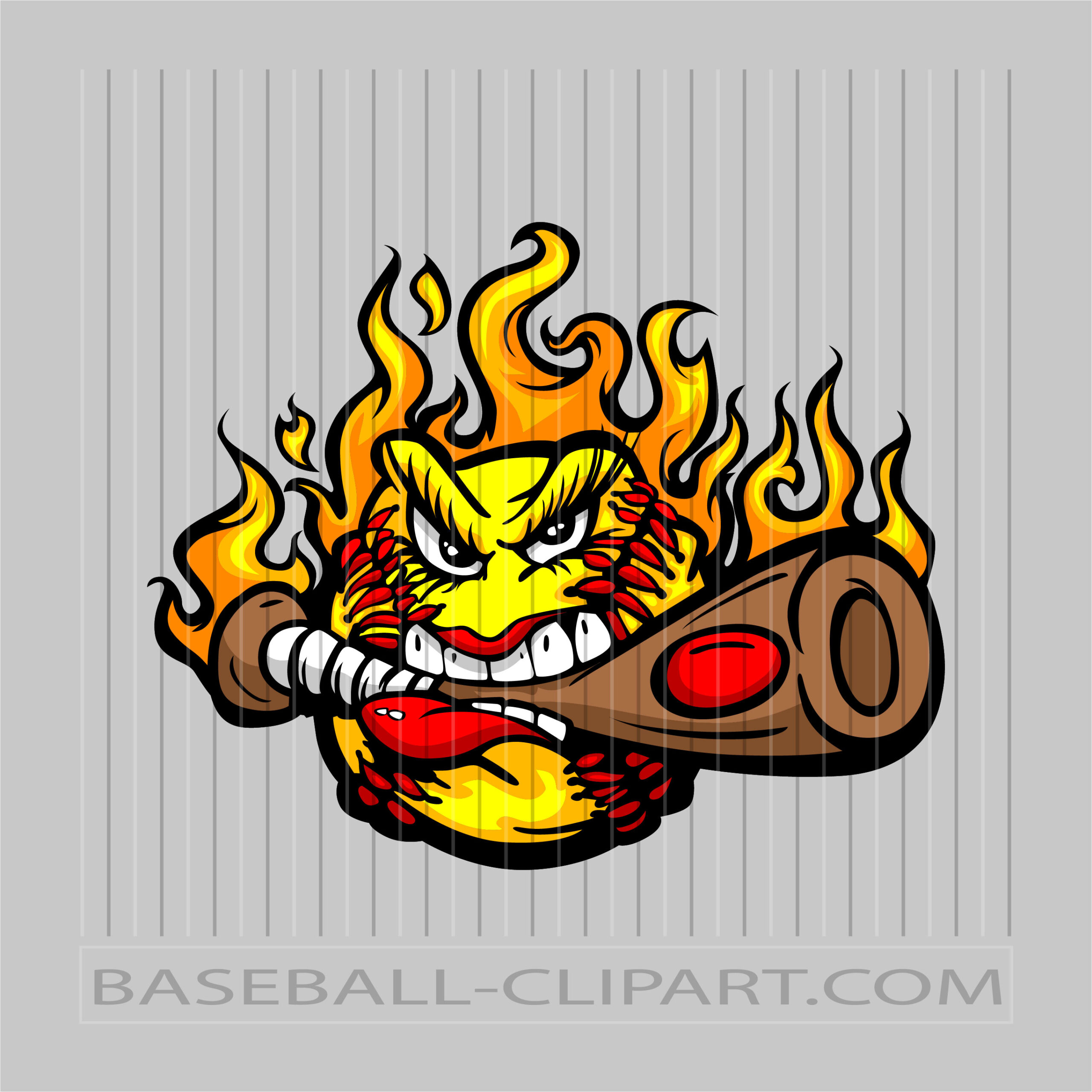 Softball Flaming Cartoon