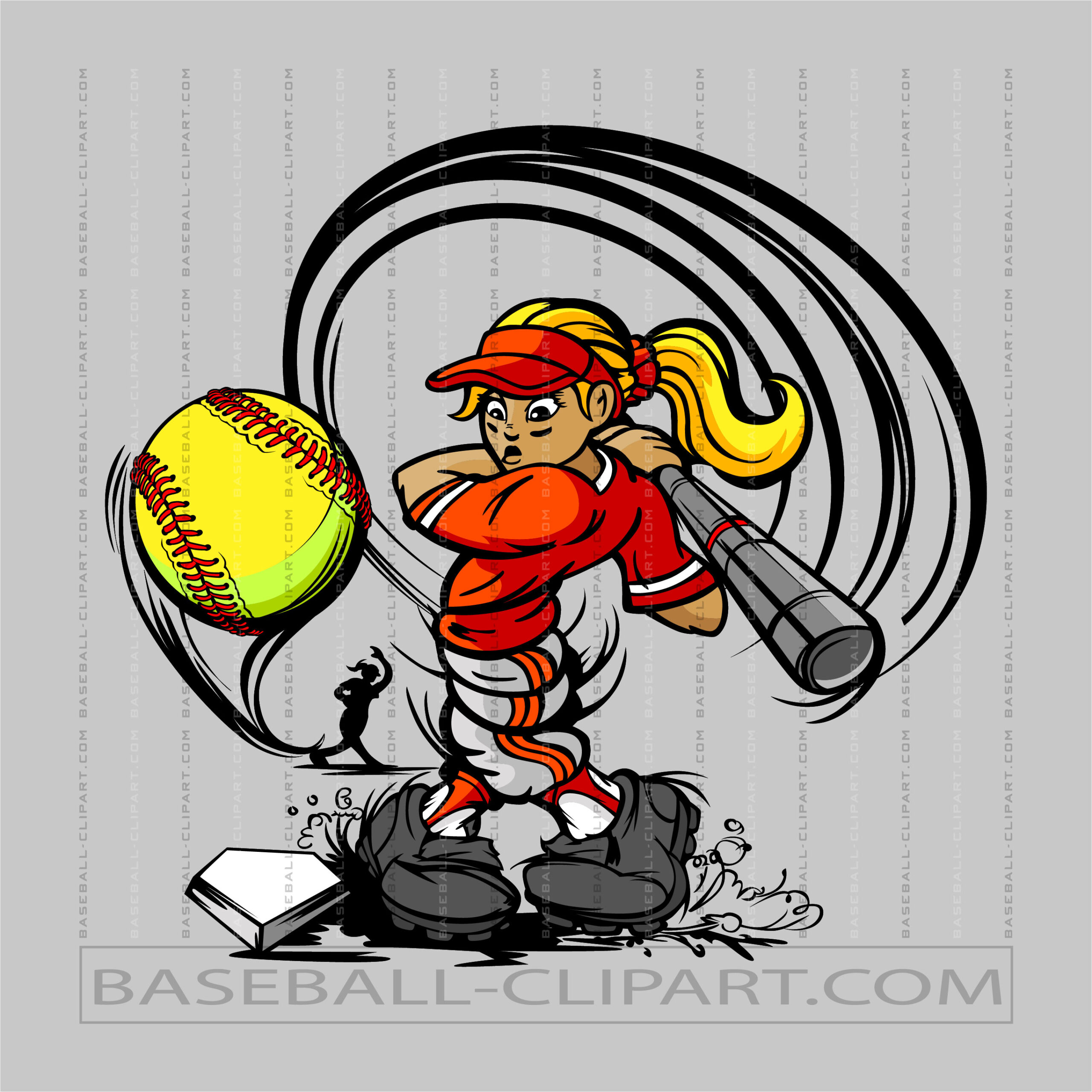 Softball Girl Swinging Bat