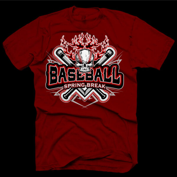 Flaming Skull Baseball Shirt