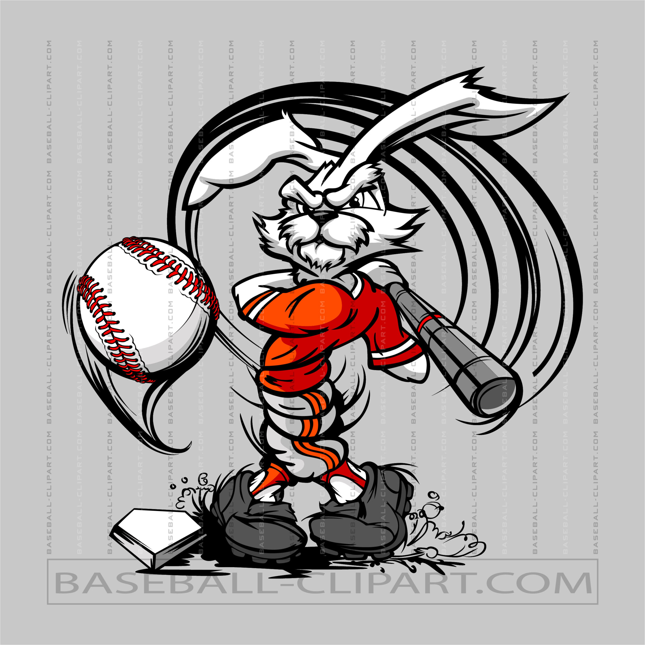 Rabbit Baseball Player Clipart